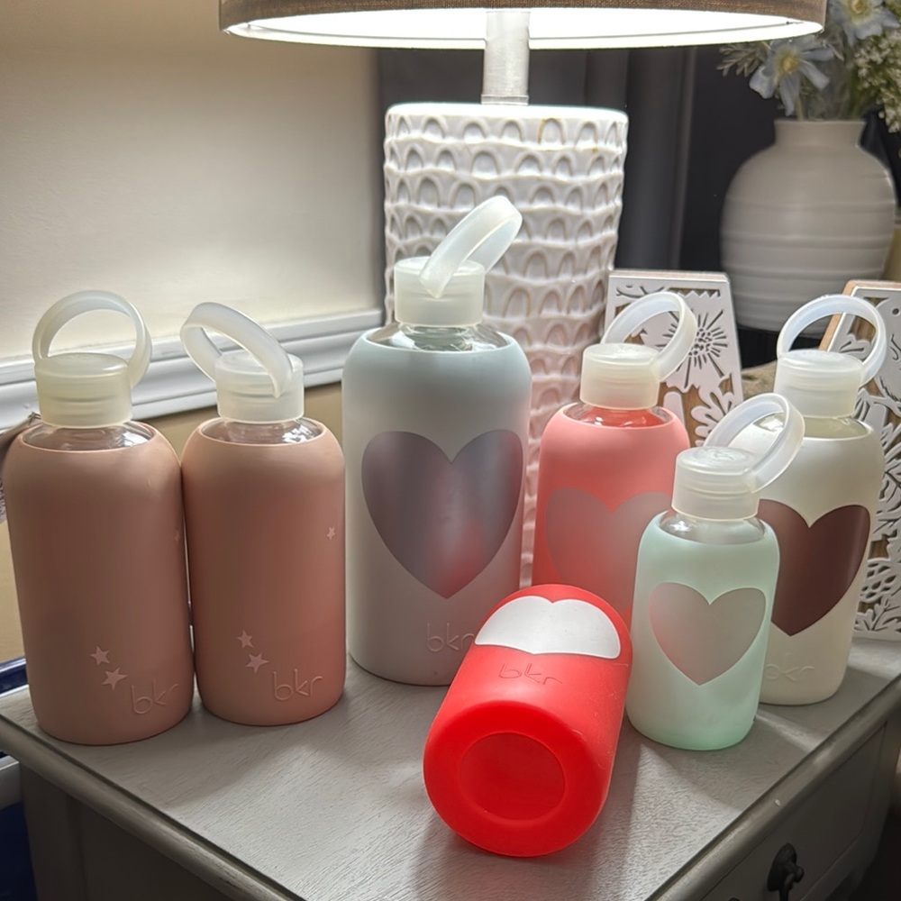 bkr Heart Design Glass Water Bottles - BUNDLE
